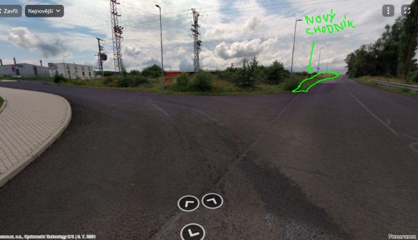 chodník mezi průmyslovou ulicí a Witte Ostrov